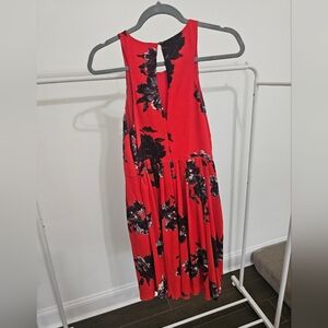 FREE PEOPLE Womens Dress FLUTTERBY Cherry Red Floral Fit & Flare Size 4